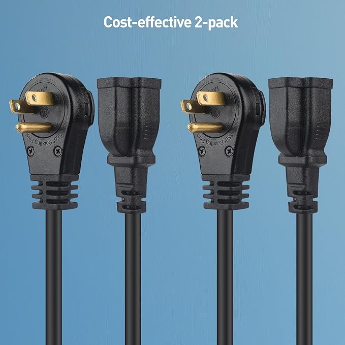 Cable Matters 2-Pack 16 AWG 360° Rotating Flat Plug Extension Cord - 3ft - Image 7