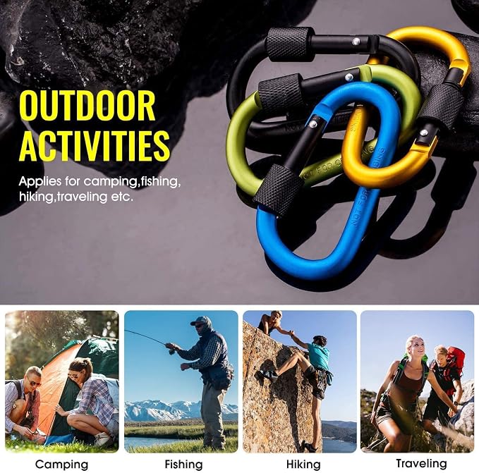 Carago Carabiner Clips with Screw Gate, 10 Pack Carabiners Hiking Clips with - Image 7