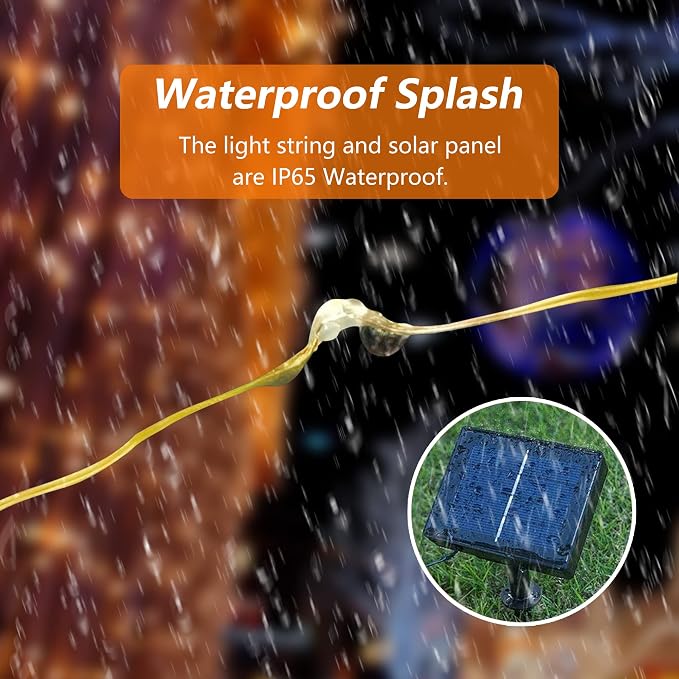 2-Pack 200 LED Solar Fairy Lights Outdoor, Upgraded Oversize Lamp Beads & Super - Image 7