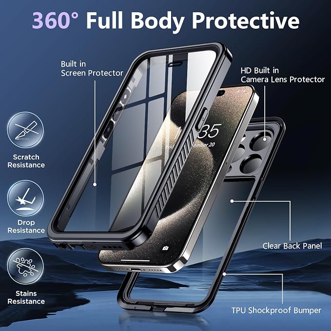 SPIDERCASE for iPhone 15 Pro Case Waterproof, IP68 Underwater, Full Body Sealed - Image 7