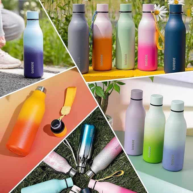 BJPKPK Insulated Water Bottle, 18 oz Stainless Steel | Leak Proof | Blue Black - Image 6