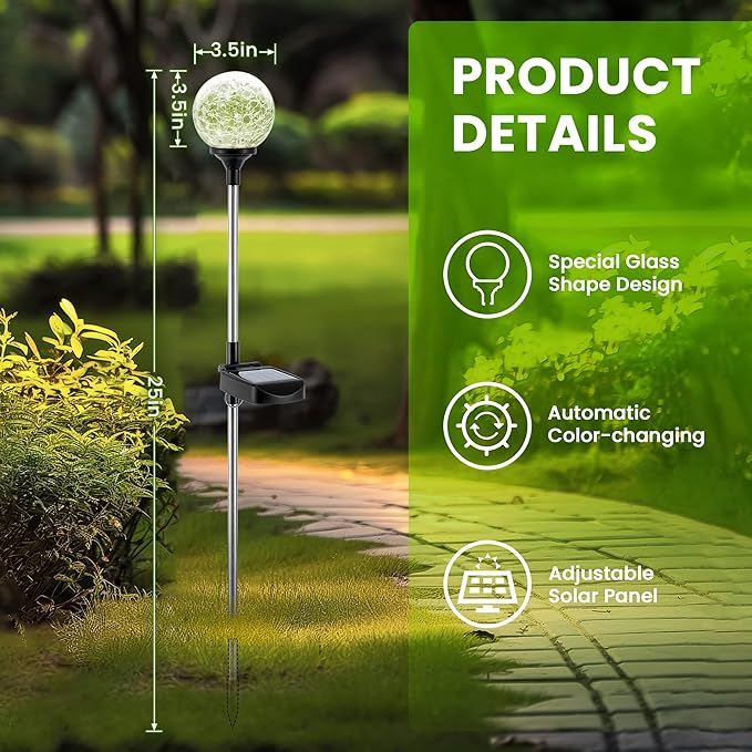 GIGALUMI Solar Garden Lights 6 Pack, Solar Lights Outdoor Decorative Waterproof - Image 6