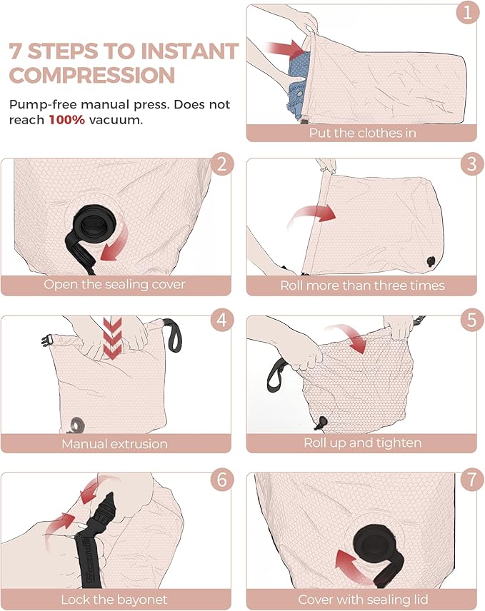 Travel Laundry Bag, Pump-Free Vacuum Compression Dirty Clothes Bag, Reusable - Image 7