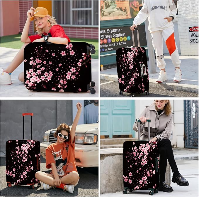 ANNA QUEEN Cherry Blossom Luggage Cover, Elegant Pink Sakura Design Suitcase - Image 7