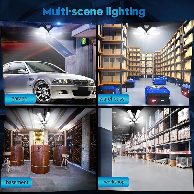 TANBABY 1 Pack LED Garage Lights, 150W Deformable Garage Light Bulb, 15000LM - Image 6