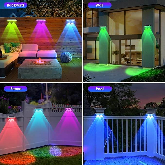 LIANGLOME 2 Pack Solar Fence Lights Outdoor, 2PK Solar Outdoor Light Warm White - Image 7