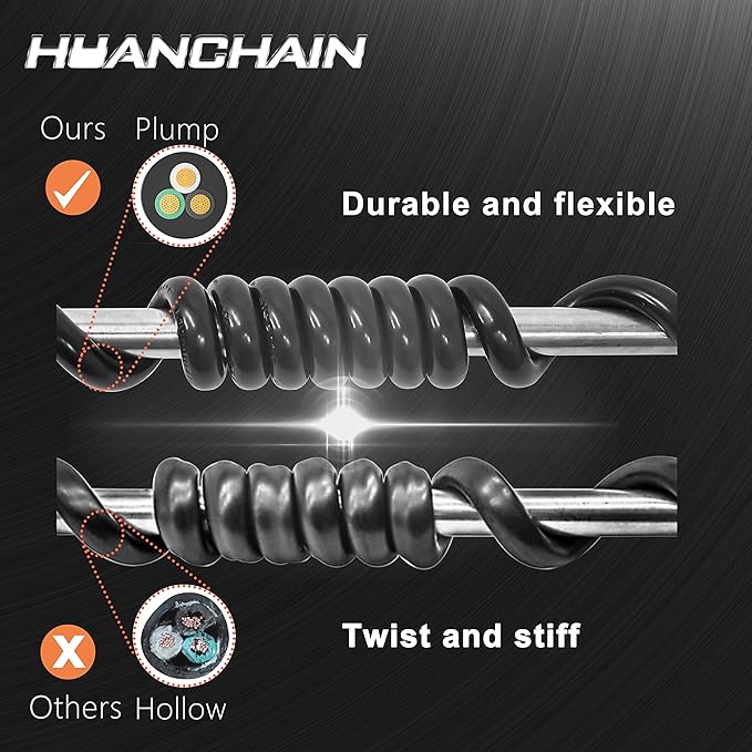 HUANCHAIN 15 FT 16 Gauge Black Indoor Outdoor Extension Cord Waterproof - Image 6