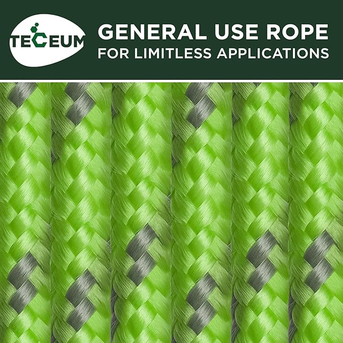 TECEUM Rope – 90 Feet x 3/8 Inch – Green Gray – Strong All-Purpose Utility Rope - Image 9
