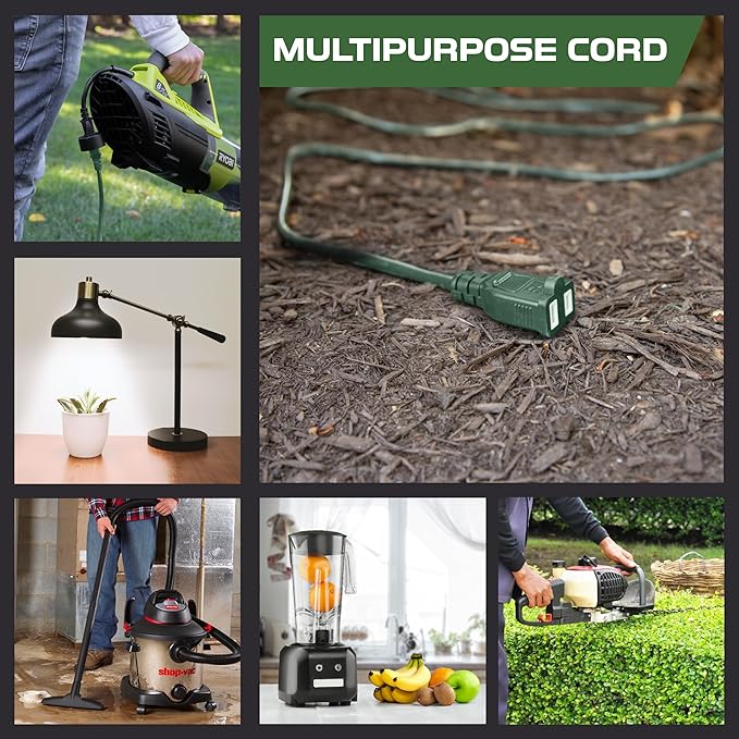 Iron Forge Cable 2 Prong Outdoor Extension Cord 50 ft, 16/2 Weatherproof Green - Image 5