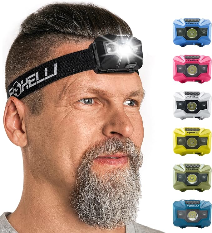Foxelli USB‑C Rechargeable LED Headlamp – Ultra‑Light 2.4 oz & - Image 7