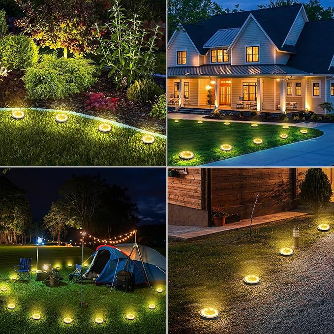 Joomer Solar Ground Lights, 12 Pack 8 LED Solar Lights Outdoor Waterproof IP68 - Image 7