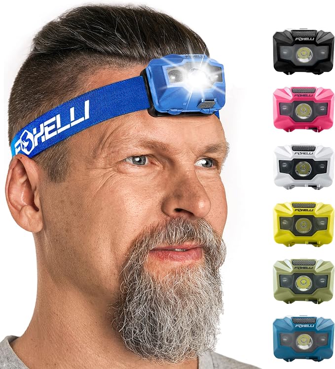 Foxelli USB‑C Rechargeable LED Headlamp – Ultra‑Light 2.4 oz & - Image 7