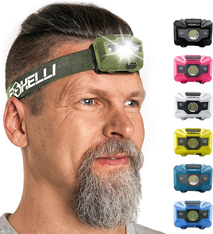 Foxelli USB‑C Rechargeable LED Headlamp – Ultra‑Light 2.4 oz & - Image 7