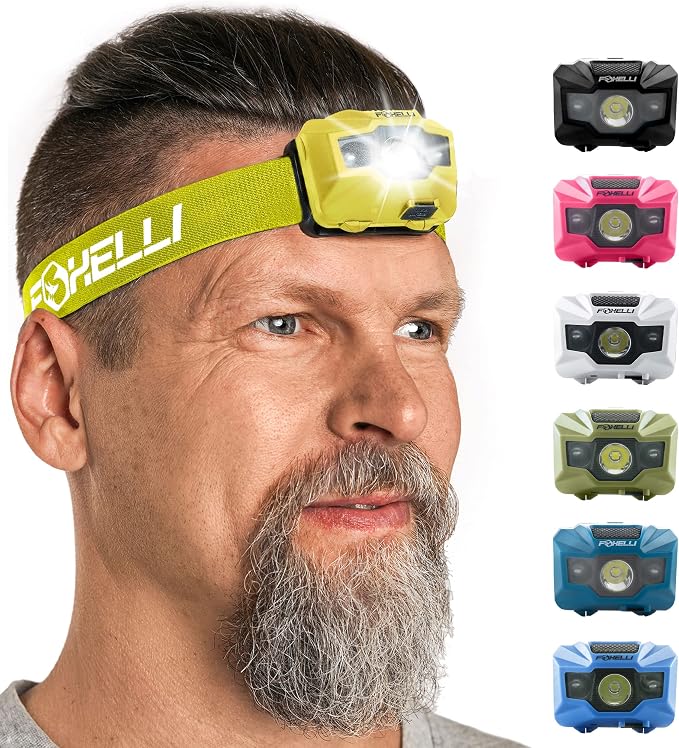 Foxelli USB‑C Rechargeable LED Headlamp – Ultra‑Light 2.4 oz & - Image 7