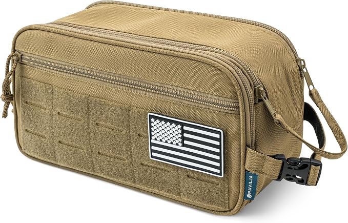PAVILIA Tactical Toiletry Bag for Men, Travel Hygiene Bag, Military Gear Dopp - Image 9