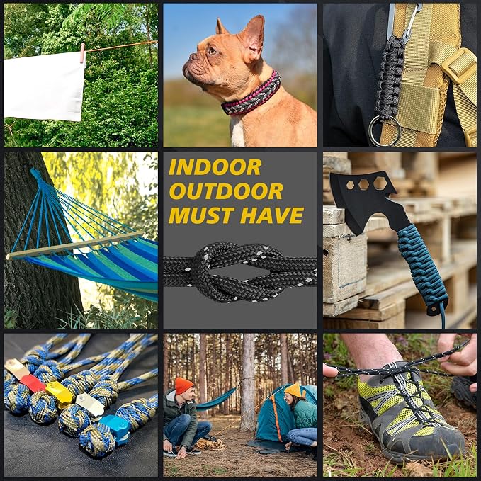 Reflective Paracord Rope 850Ib, 50/100/200/500/1000ft 4MM 11 Strand para Cords - Image 7