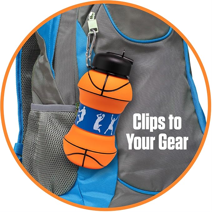 Maccabi Art Clip-On Collapsible BPA-Free Silicone Basketball Water Bottle - Image 7