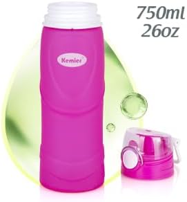 Kemier Collapsible Silicone Water Bottles-750ML, Medical Grade, BPA Free Travel - Image 8