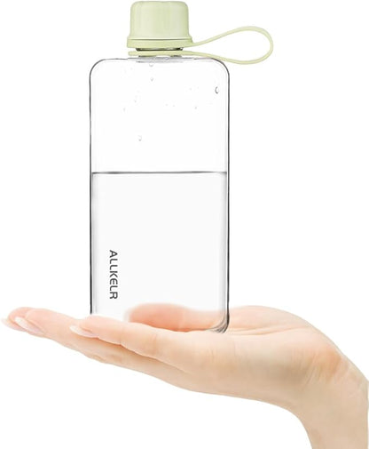 Portable Flat Water Bottle, BPA Free Reusable Tritan Plastic Travel Water - Image 2