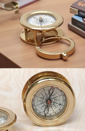 Vintage Brass Compass with Wooden Box – Antique Navigation Compass - Image 2