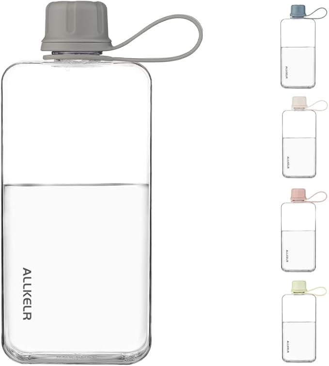 Portable Flat Water Bottle, BPA Free Reusable Tritan Plastic Travel Water - Image 3
