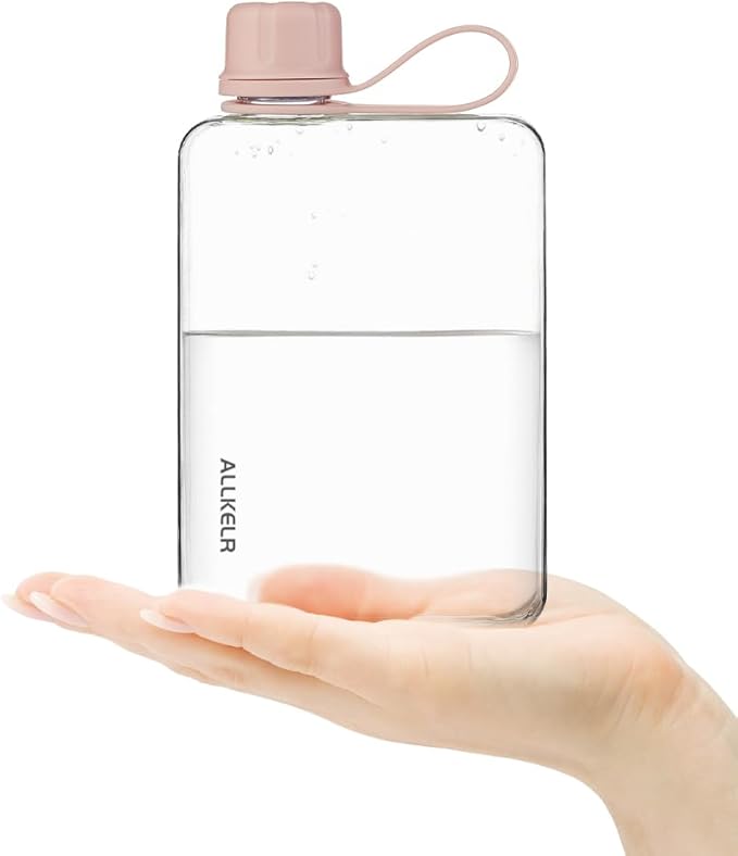 Portable Flat Water Bottle, BPA Free Reusable Tritan Plastic Travel Water - Image 2