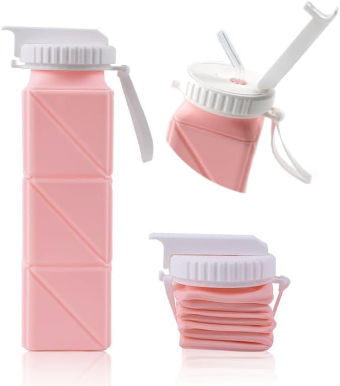 EOBTAIN Pink Travel Collapsible Water Bottle - Image 2