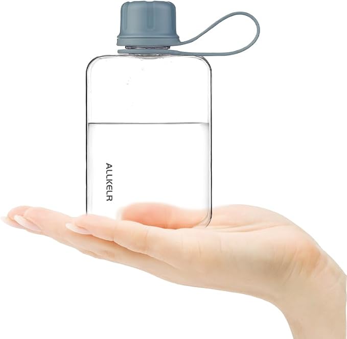 Portable Flat Water Bottle, BPA Free Reusable Tritan Plastic Travel Water - Image 2