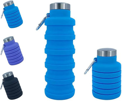 Collapsible Water Bottles 12oz, Odorless BPA-Free Silicone, Leak-Proof Foldable by VadoWorld