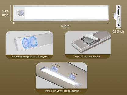 12inch Under Cabinet Lighting, 4 Pack Rechargeable Motion Sensor Light Indoor - Image 8