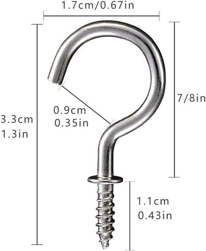 Set of 40 Nickel Plated Metallic Silver Cup Hooks - Image 3