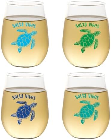Set of 4 Shatterproof Designer 16 oz Plastic Wine Glasses MADE in the USA by Unknown