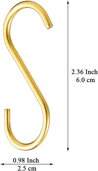 Evanda Gold S Hooks for Hanging Pack of 30, Heavy Duty Stainless Steel - Image 2