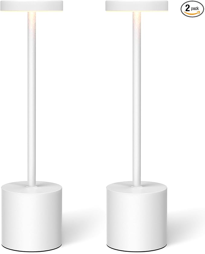 Swinerton White Rechargeable Cordless Table Lamps Set, 5000mAh Battery Powered by Swinerton