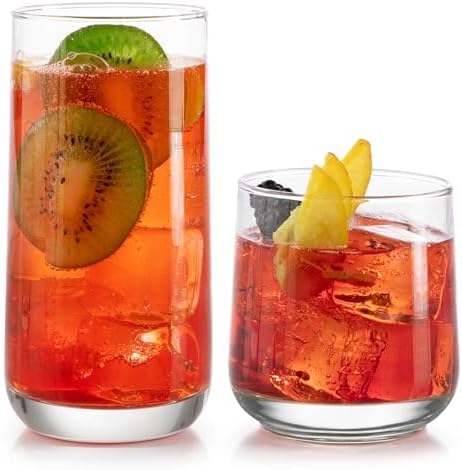 Libbey Ascent Tumbler and Rocks Drinking Glasses Set of 16, Glass Drinking - Image 7