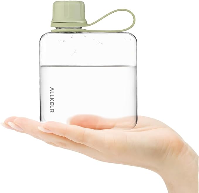 Portable Flat Water Bottle, BPA Free Reusable Tritan Plastic Travel Water - Image 2