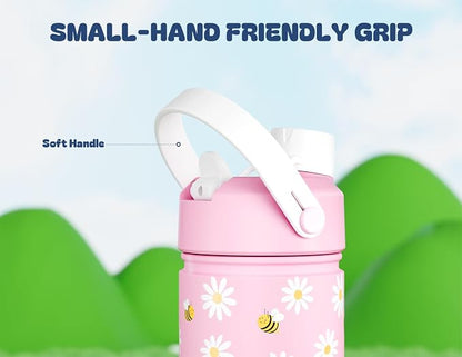 18 oz kids water bottle with straw and handle: Leak Resistant, Keep Cold 24H - Image 6