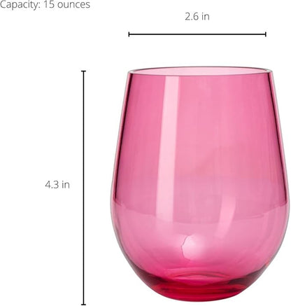 European Style Plastic Crystal Unbreakable Stemless Wine Glasses | Set of 6 | - Image 6
