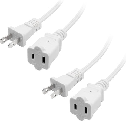 2Pack 2 Prong Extension Cord 5ft, Indoor Small and Slim Power Cable Male/Female by Yeatel