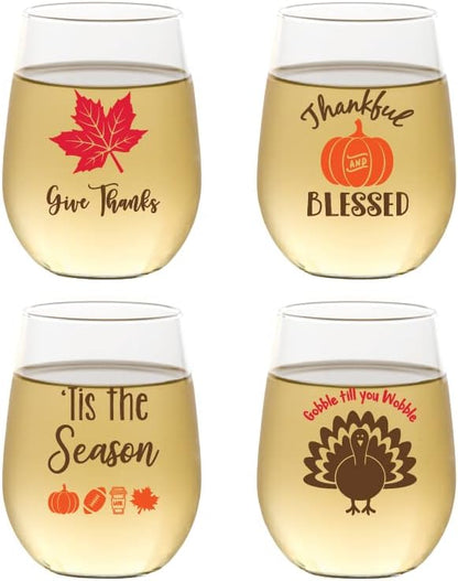 Set of 4 Shatterproof Designer 16 oz Plastic Wine Glasses MADE in the USA by Unknown