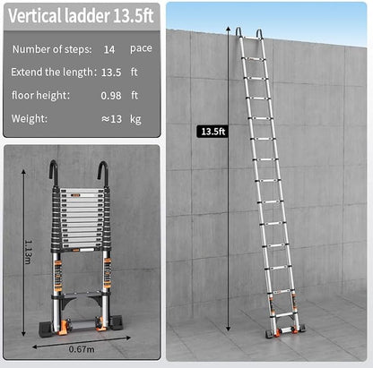 Telescoping Ladder, with Stable Hook and stabilizer barand, Extension Ladder - Image 7