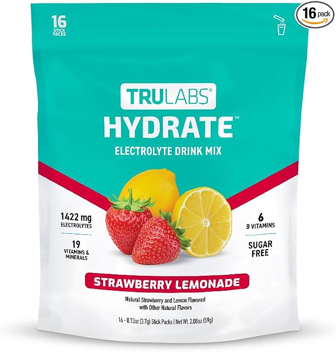 TRULABS Hydrate Electrolyte Drink Mix – Strawberry Lemon Flavor, Sugar-Free by Unknown