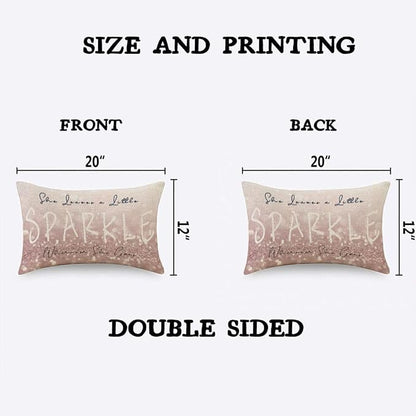 TKS MITLAN Sparkle Pillow Covers 12x20 Inch Glitter Pink She Leaves A Little - Image 2