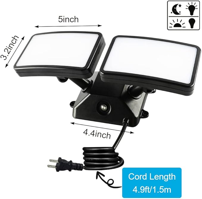 FAGUANGAO Dusk to Dawn LED Security Light, 18W Plug in Flood Light Outdoor - Image 5