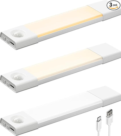 EZVALO 3 Pack 8” Motion Sensor Light Indoor, Wireless Under Cabinet Lighting by EZVALO