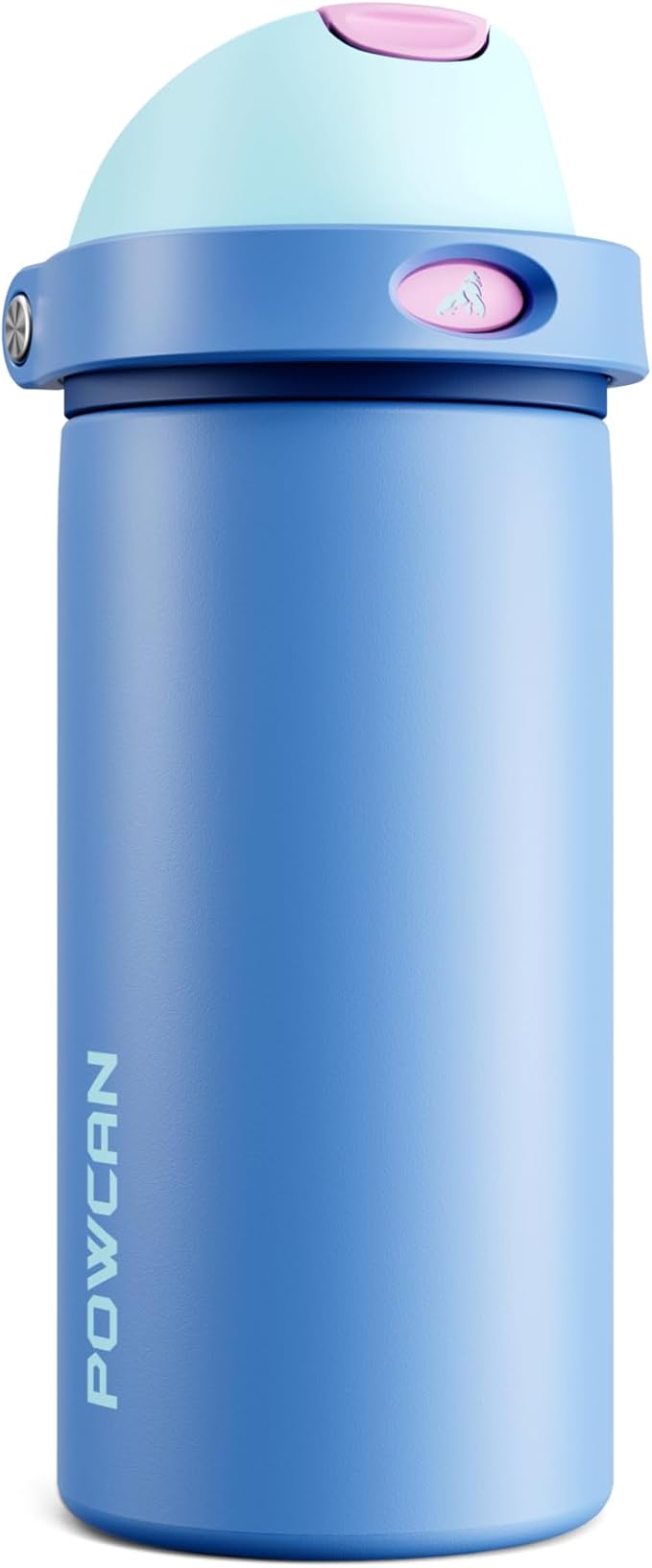 POWCAN 18 oz Metal Sports Water Bottle: 2-in-1 Push-Button Spout & Quick-Flip by POWCAN