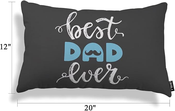 EKOBLA Happy Father's Day Lumbar Pillow Cases Best Dad Ever Mustache Beard - Image 5