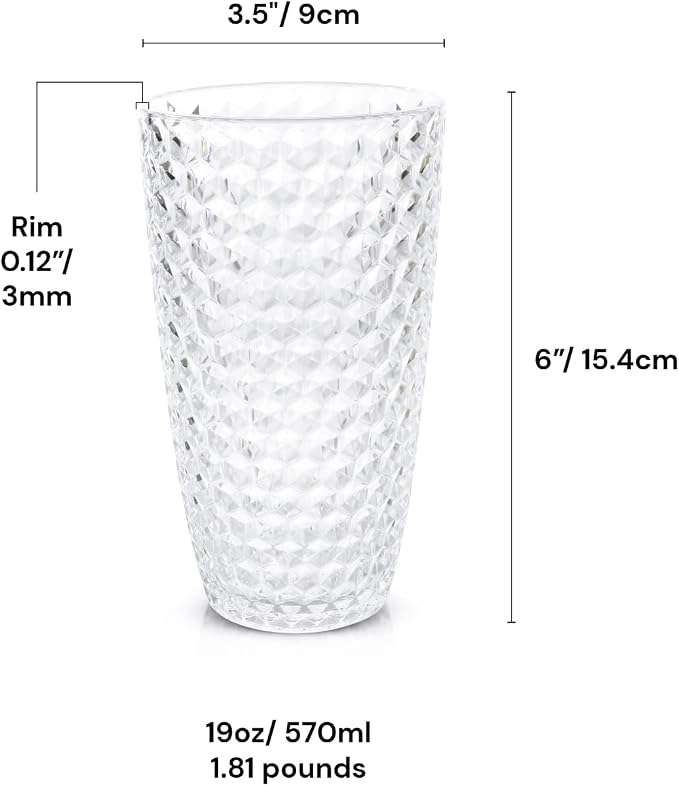 BELLAFORTE Shatterproof Tritan Plastic Tall Tumbler, 19oz Drinking Glasses Set - Image 7
