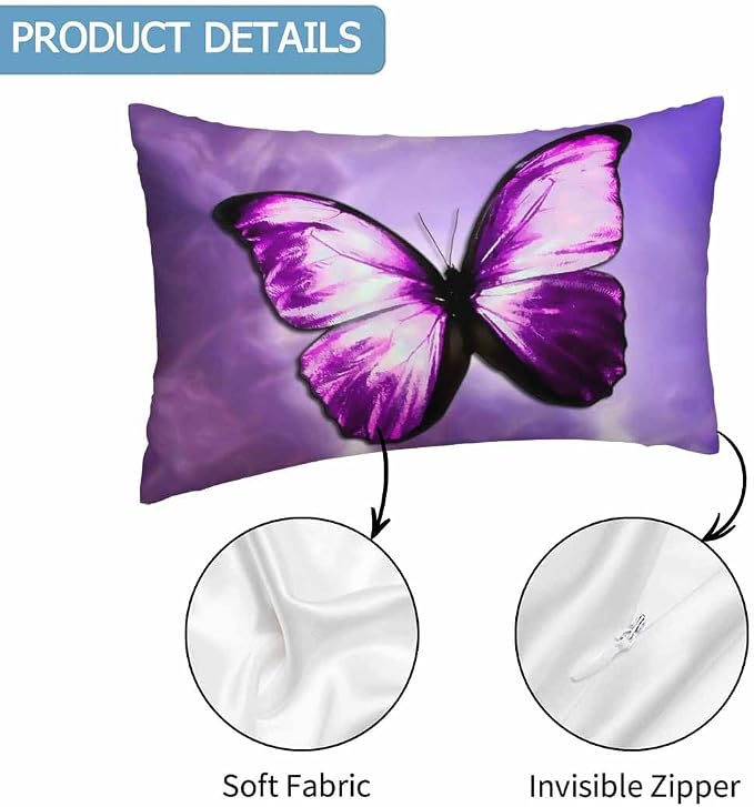 Purple Butterfly Couch Pillow Covers 12 X 20 Vibrant Magical Nature Insect Set - Image 3