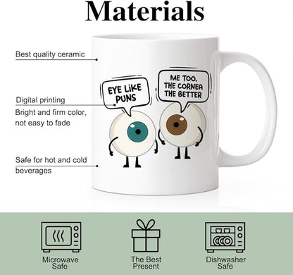 RZHV Eye Like Puns Me To The Cornea The Better 11 Oz Novelty Mug, Funny Coffee - Image 3